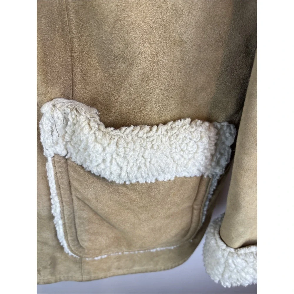 Vintage Sears Western Outdoor Wear Sherpa Suede Jacket Size Medium 1970s‎